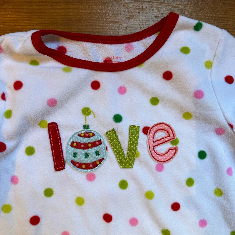 Carter's white polkadot‎ holiday Christmas long sleeve sleep dress SIZE S - Picture 2 of 4